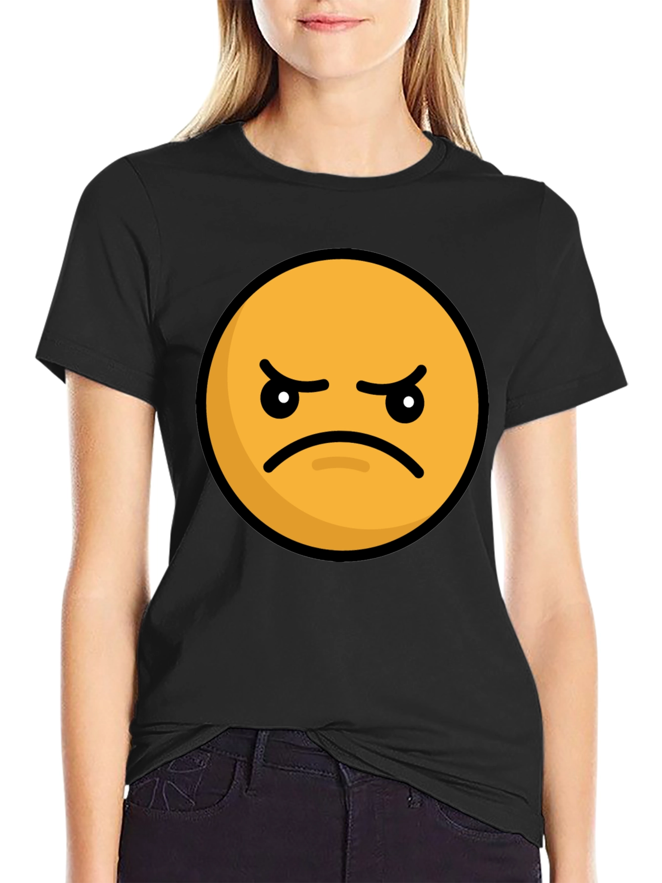 Angry Emoji Graphic Tee - Black