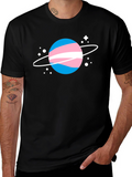Transgender Pride Planet Tee - Black Cotton T-Shirt