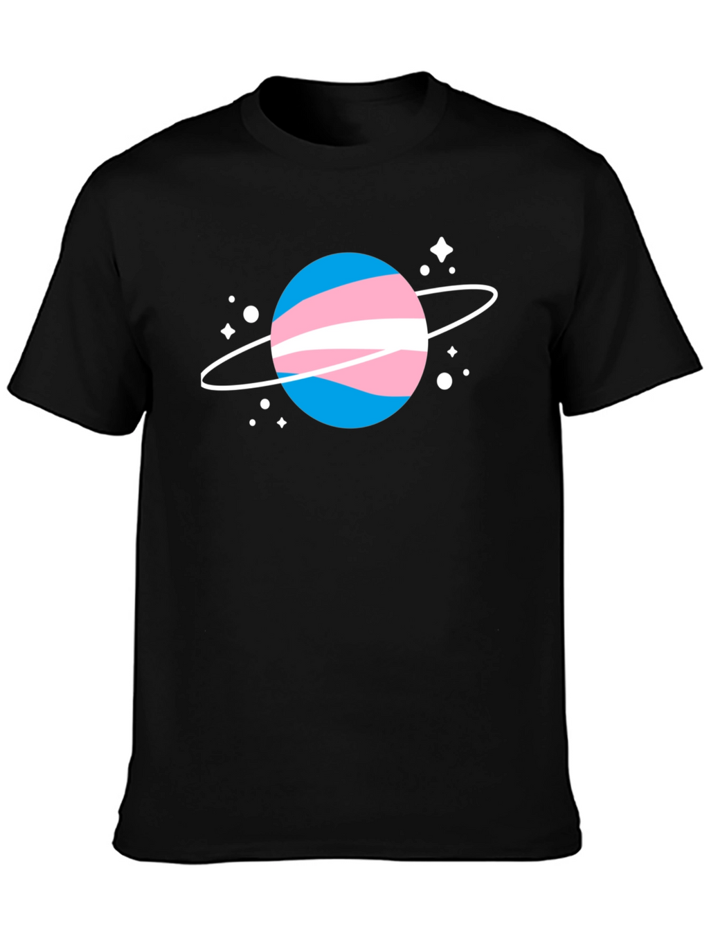 Transgender Pride Planet Tee - Black Cotton T-Shirt