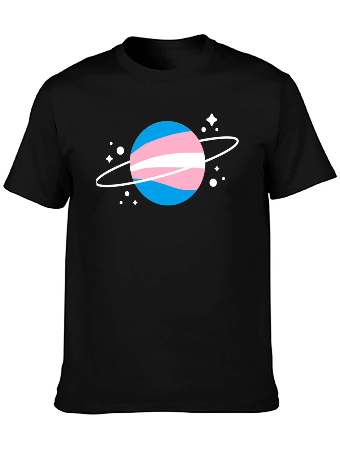 Transgender Pride Planet Tee - Black Cotton T-Shirt