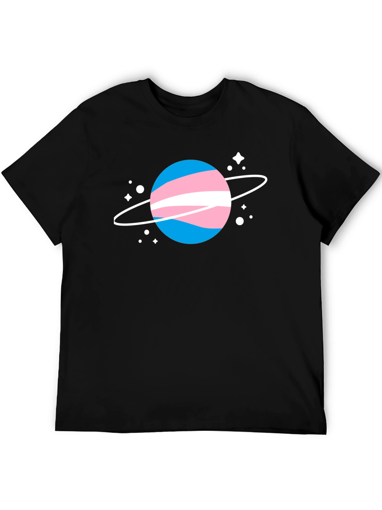 Transgender Pride Planet Tee - Black Cotton T-Shirt