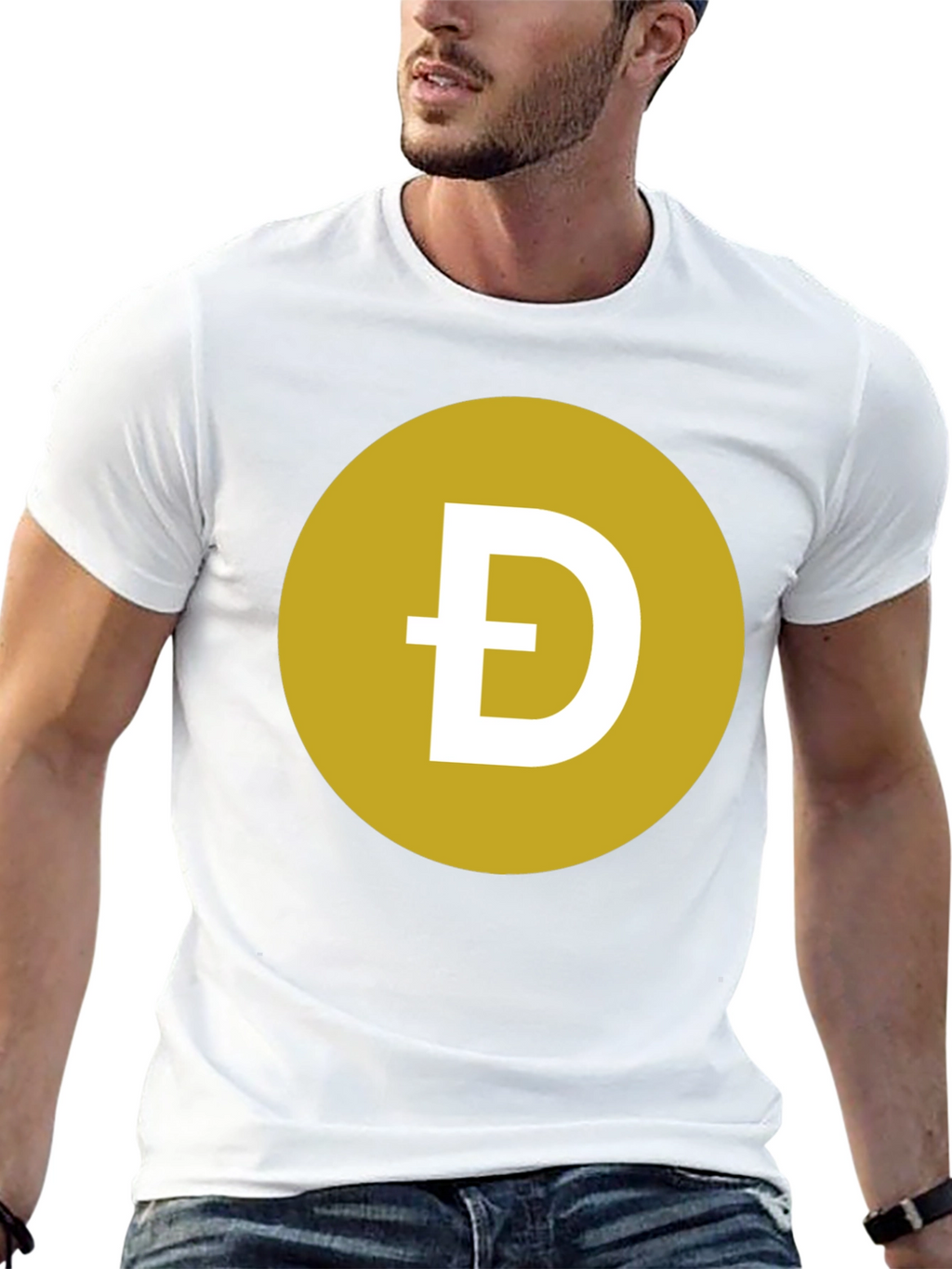 Dogecoin Symbol T-Shirt - Black Crew Neck