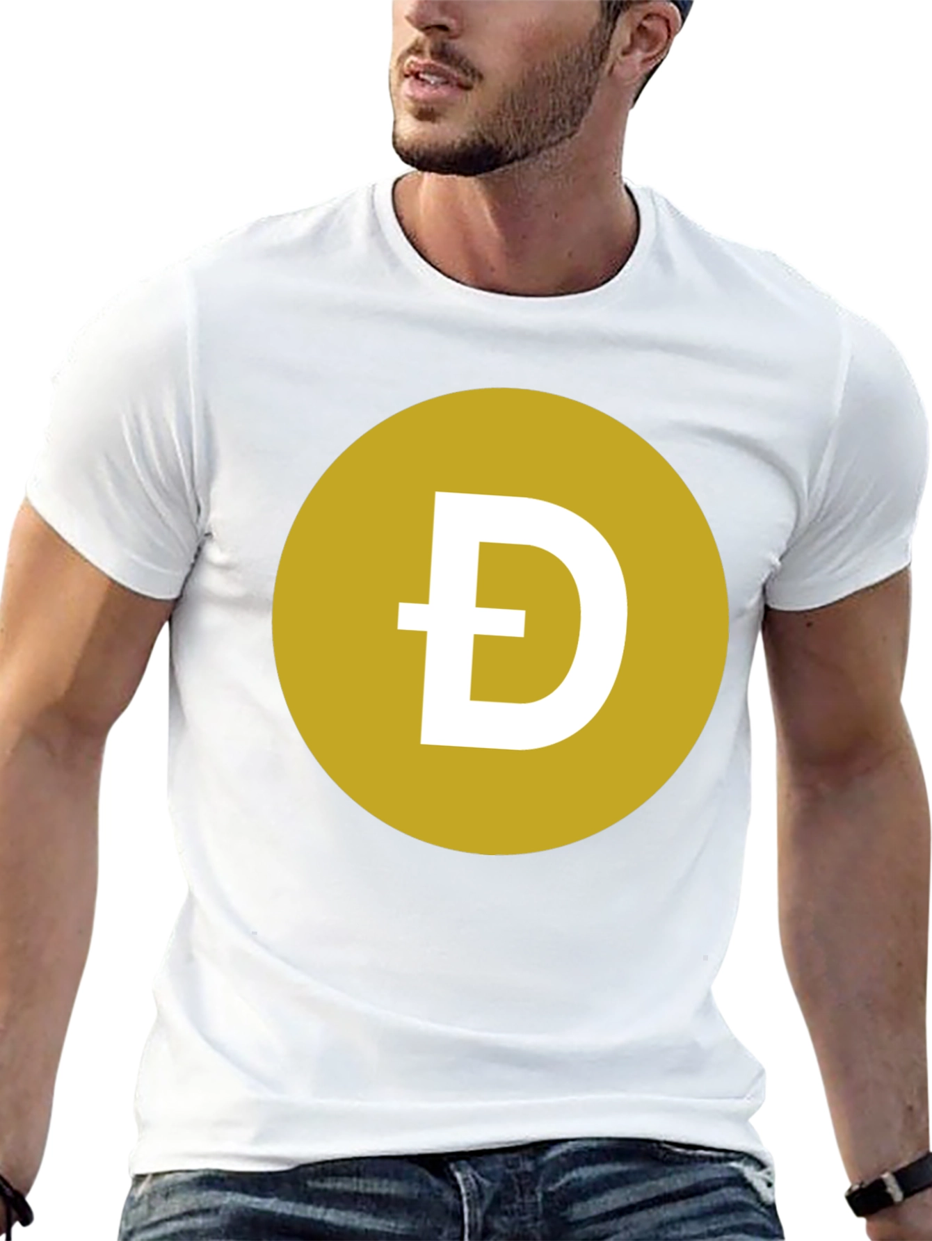 Dogecoin Symbol T-Shirt - Black Crew Neck