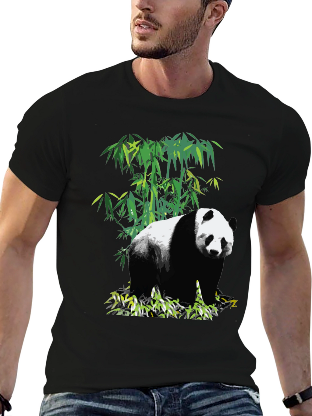 Panda Bamboo Graphic T-Shirt - Black
