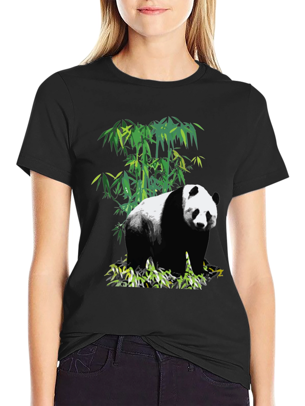 Panda Bamboo Graphic T-Shirt - Black