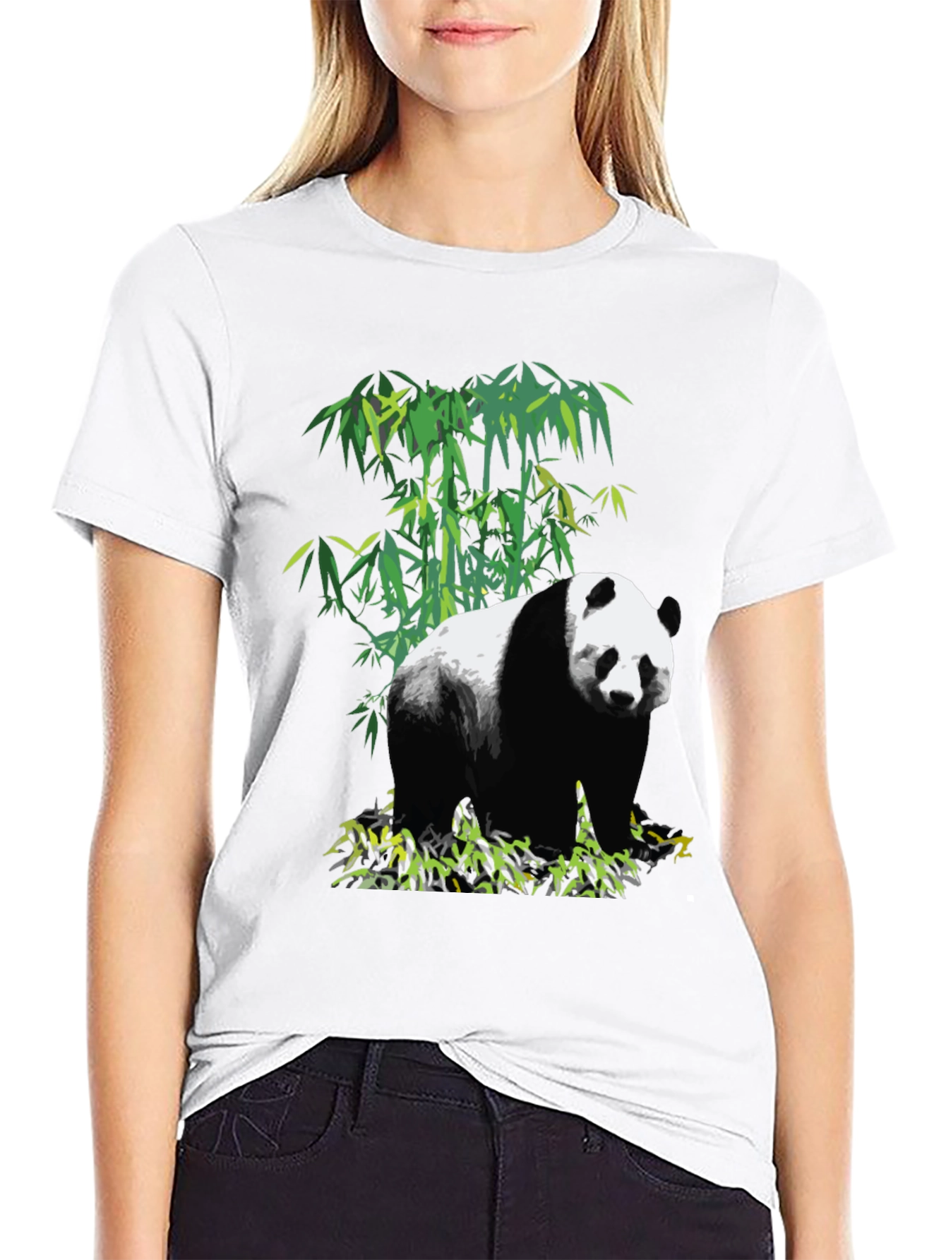 Panda Bamboo Graphic T-Shirt - Black