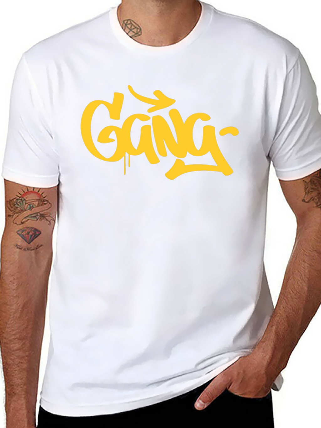Urban Style Gang Graphic Print Black T-Shirt