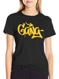 Urban Style Gang Graphic Print Black T-Shirt