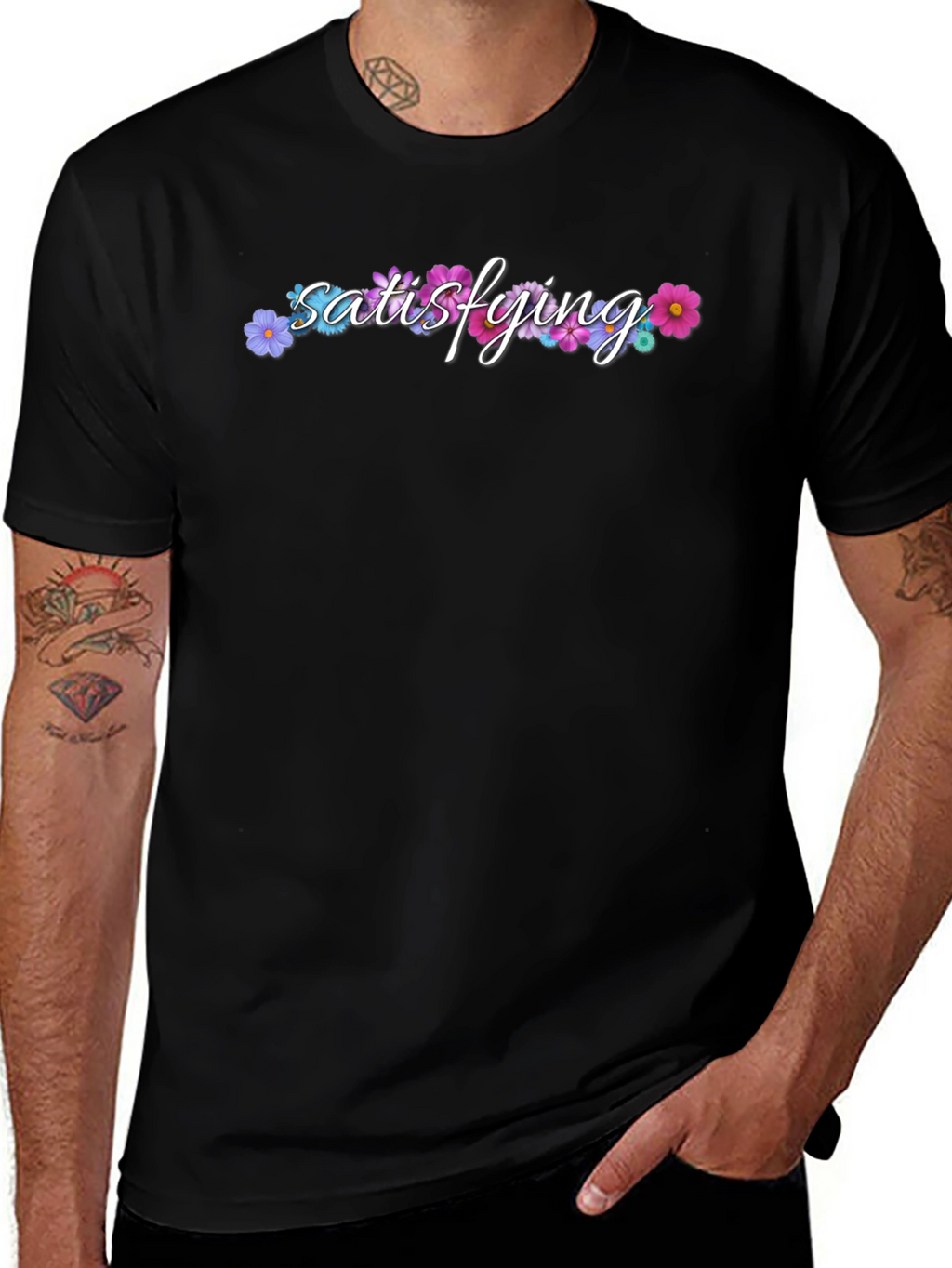 Satisfying Floral Black T-Shirt