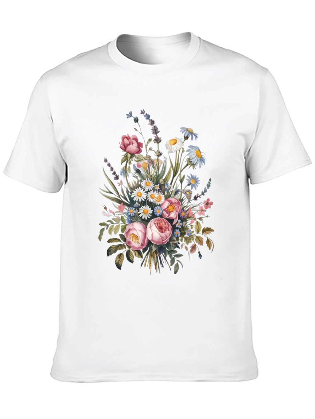 Floral Bouquet Graphic Print Black T-Shirt