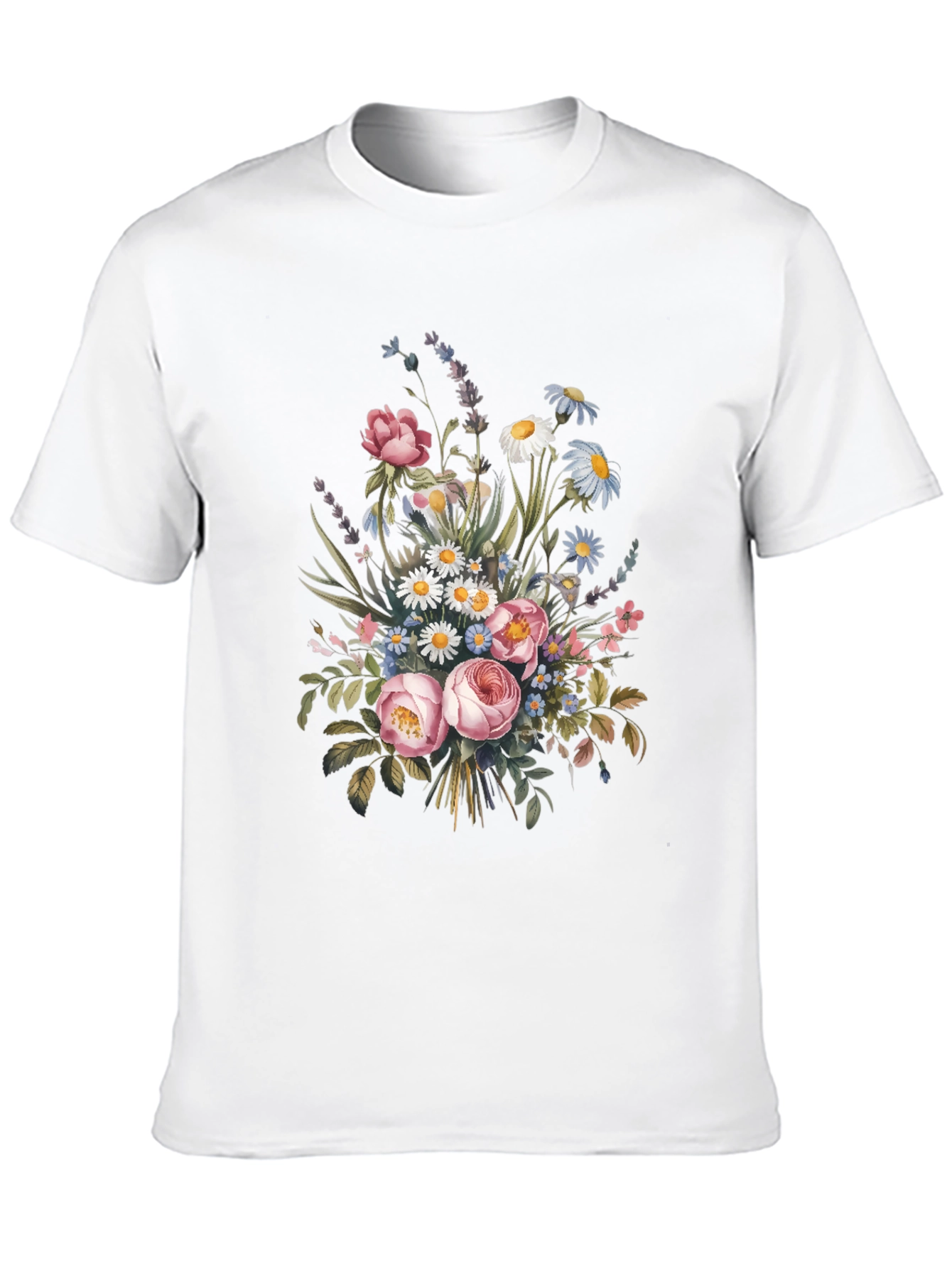 Floral Bouquet Graphic Print Black T-Shirt