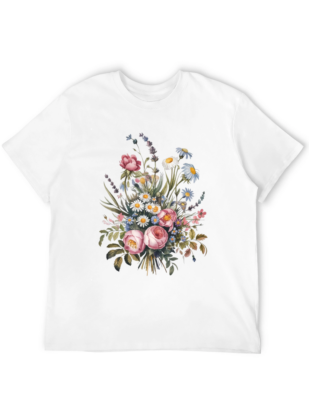 Floral Bouquet Graphic Print Black T-Shirt