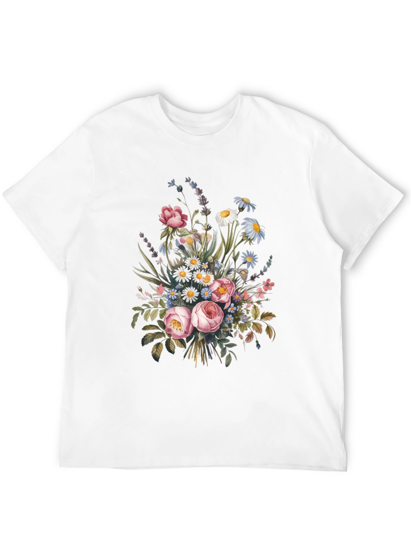 Floral Bouquet Graphic Print Black T-Shirt