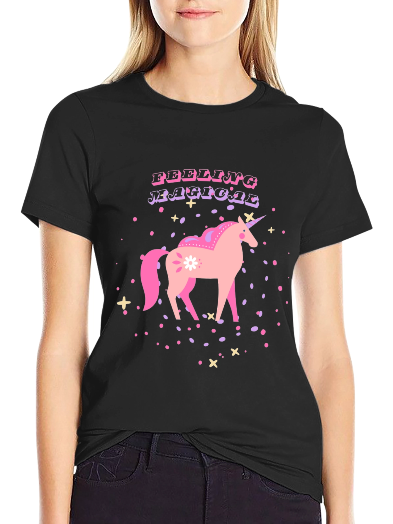 Magical Unicorn Graphic Tee - Black