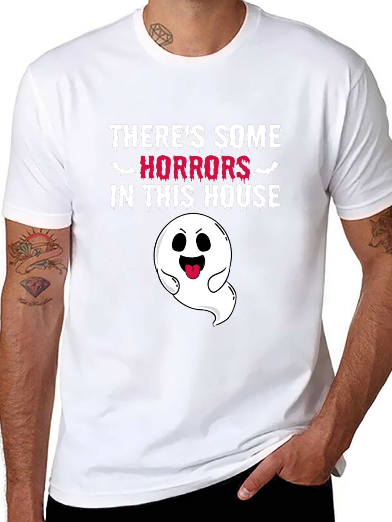 Spooky Ghost Graphic T-Shirt - Halloween Fun!