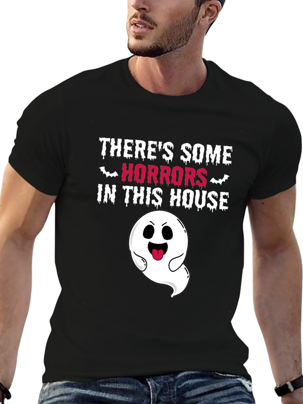 Spooky Ghost Graphic T-Shirt - Halloween Fun!