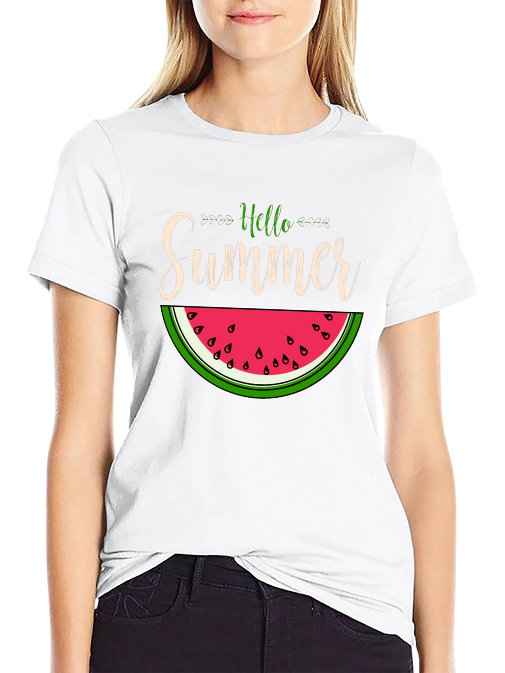 Hello Summer Watermelon Graphic T-Shirt