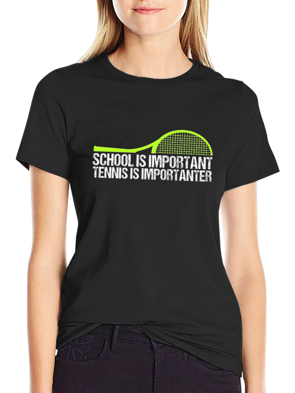Tennis Is Importanter Black Graphic T-Shirt