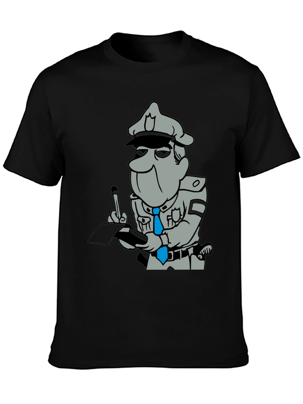 Cartoon Cop Black T-Shirt