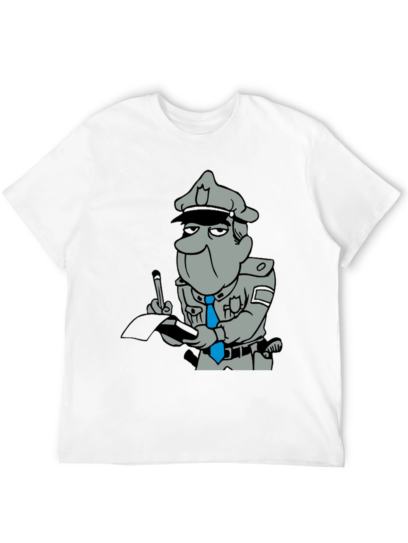 Cartoon Cop Black T-Shirt