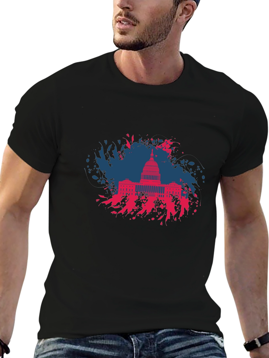 Capitol Building Graphic T-Shirt - Patriotic Design