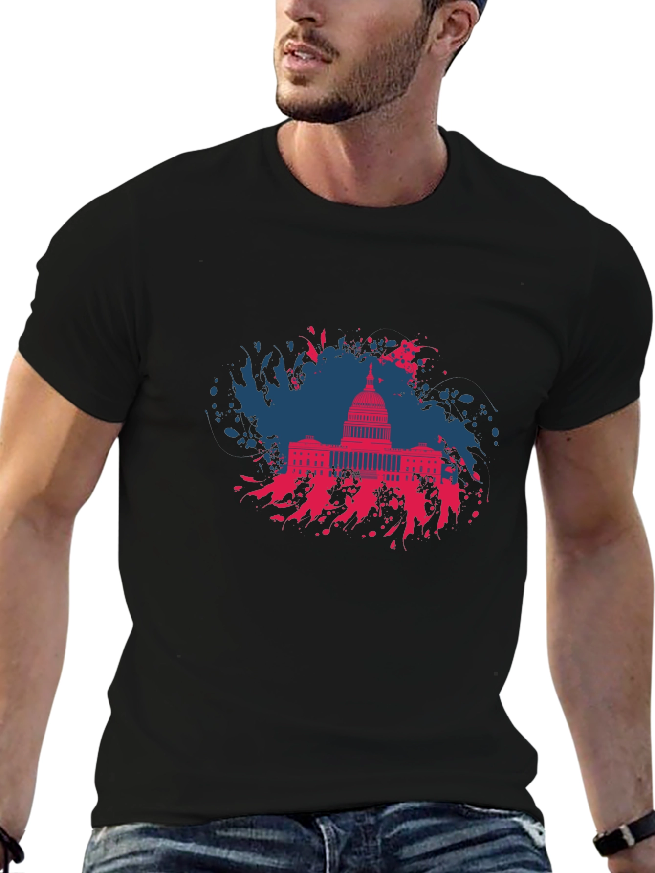 Capitol Building Graphic T-Shirt - Patriotic Design