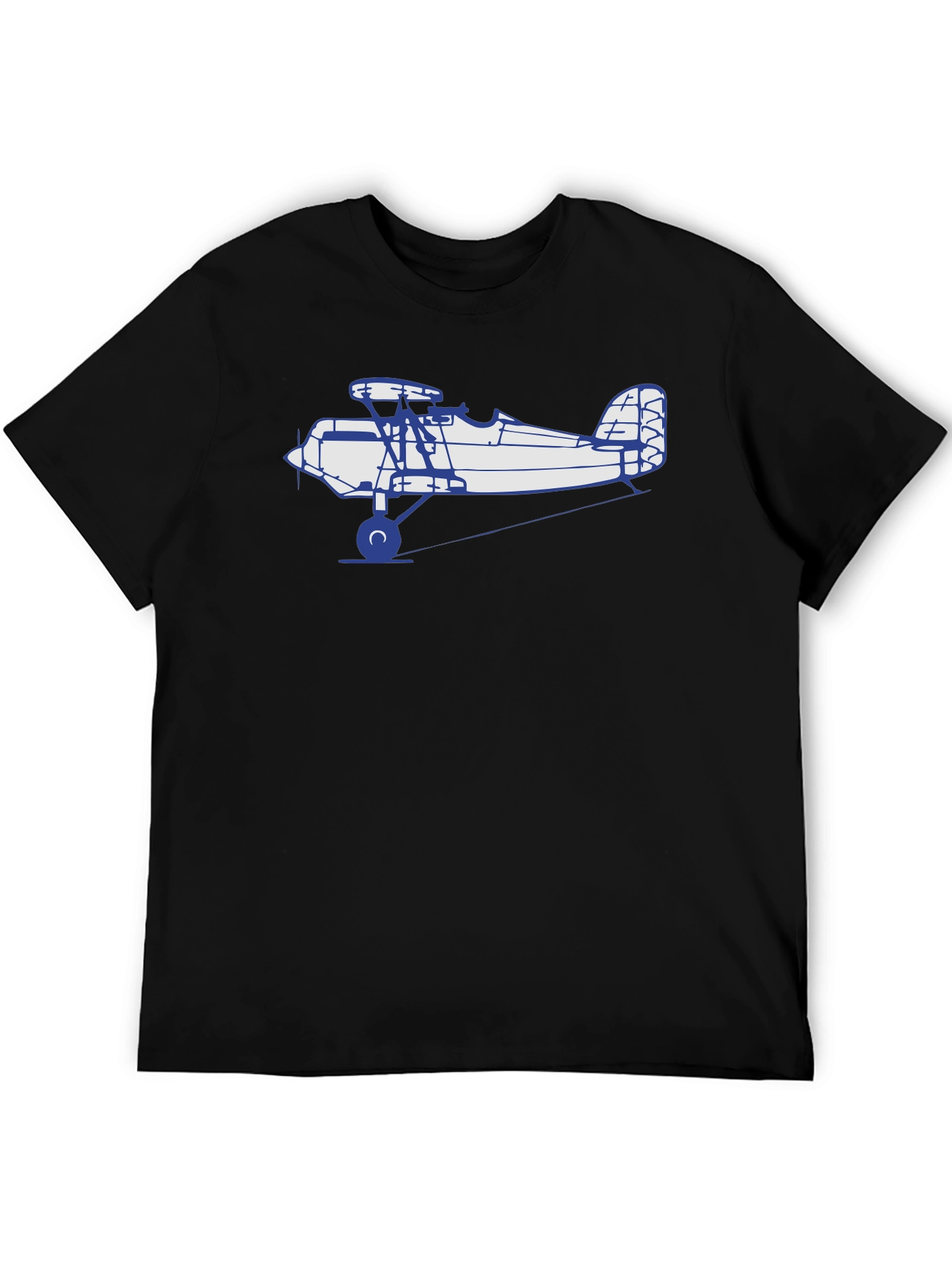 Vintage Biplane Graphic Tee - Black