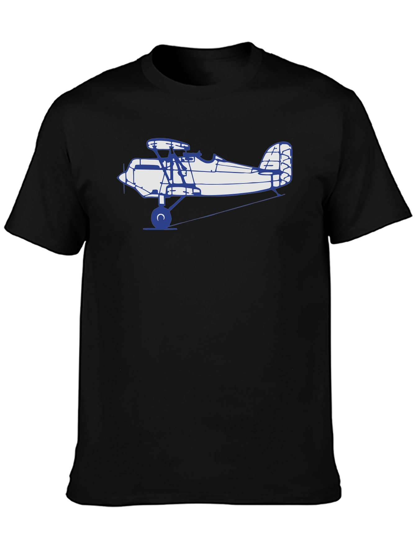 Vintage Biplane Graphic Tee - Black