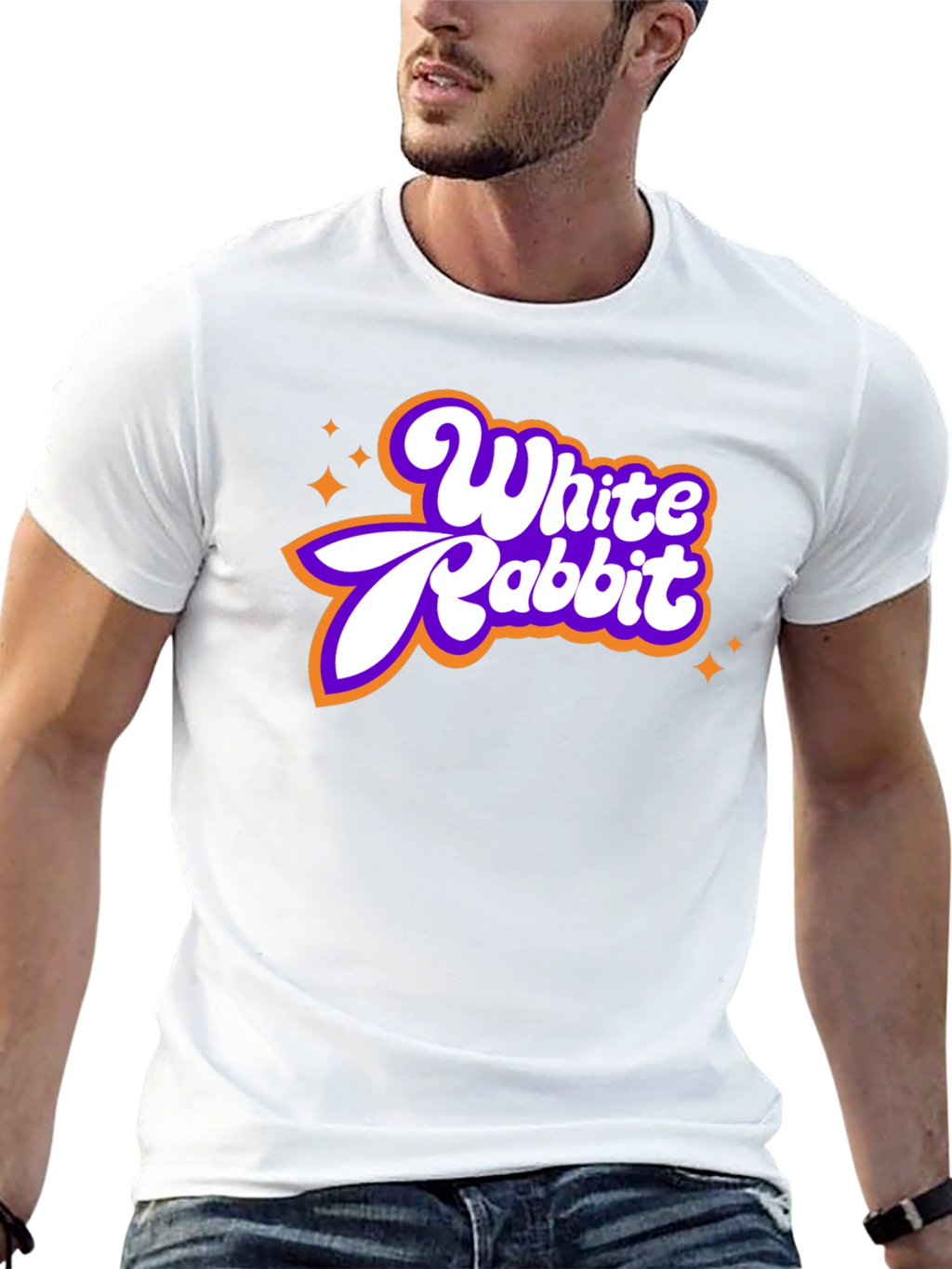 White Rabbit Retro Graphic Tee - Black Cotton Blend