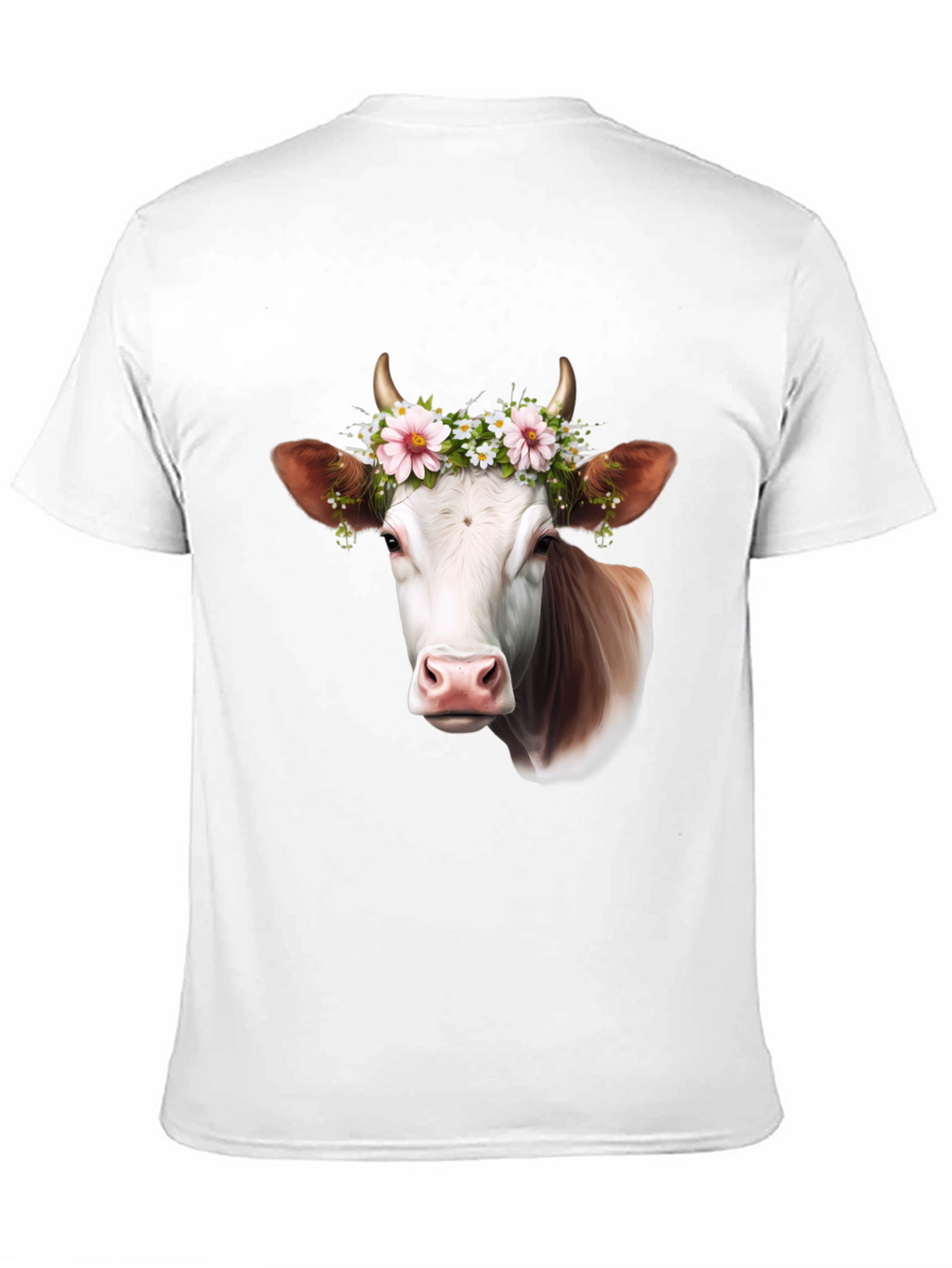Cow with Flower Crown Graphic T-Shirt