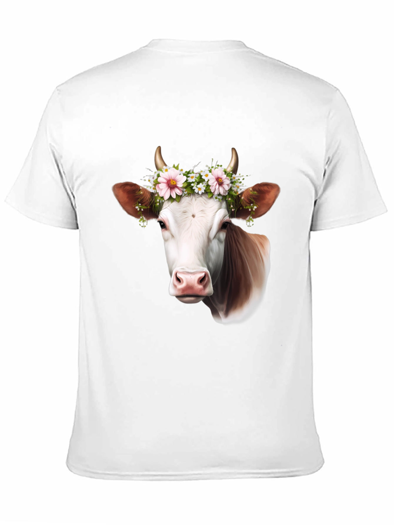 Cow with Flower Crown Graphic T-Shirt