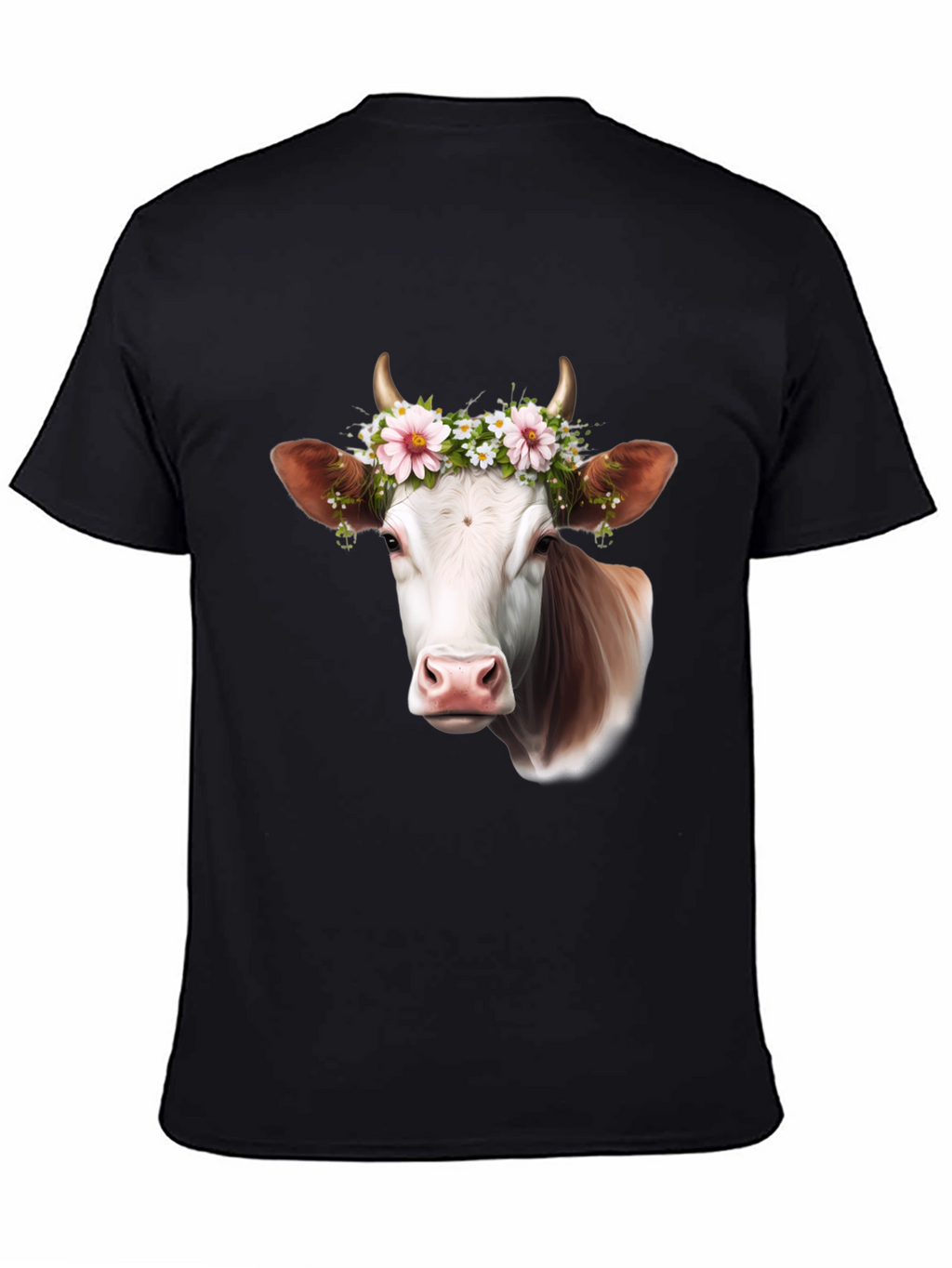 Cow with Flower Crown Graphic T-Shirt