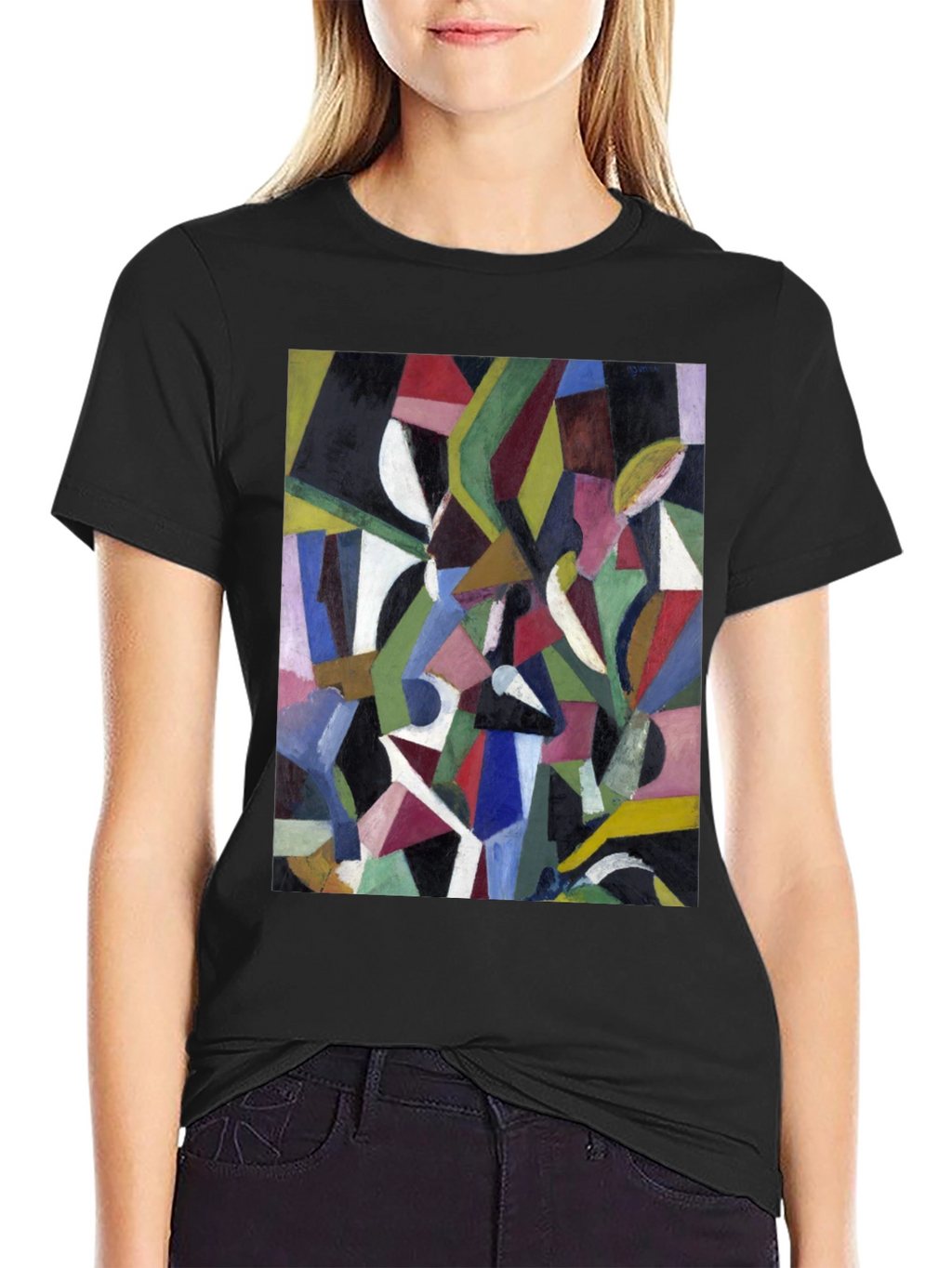 Abstract Art Graphic Print Black T-Shirt