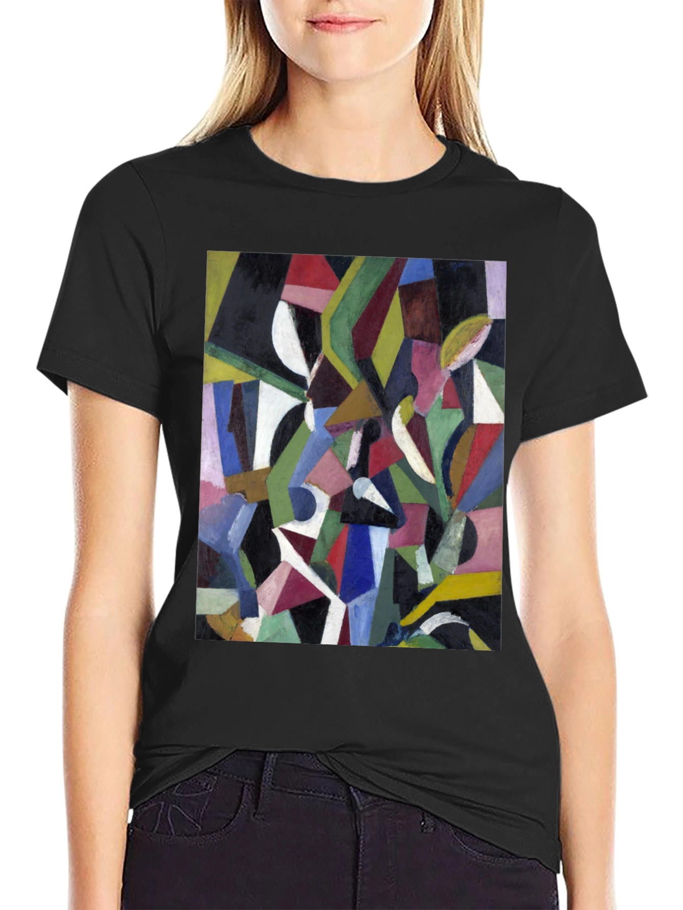 Abstract Art Graphic Print Black T-Shirt