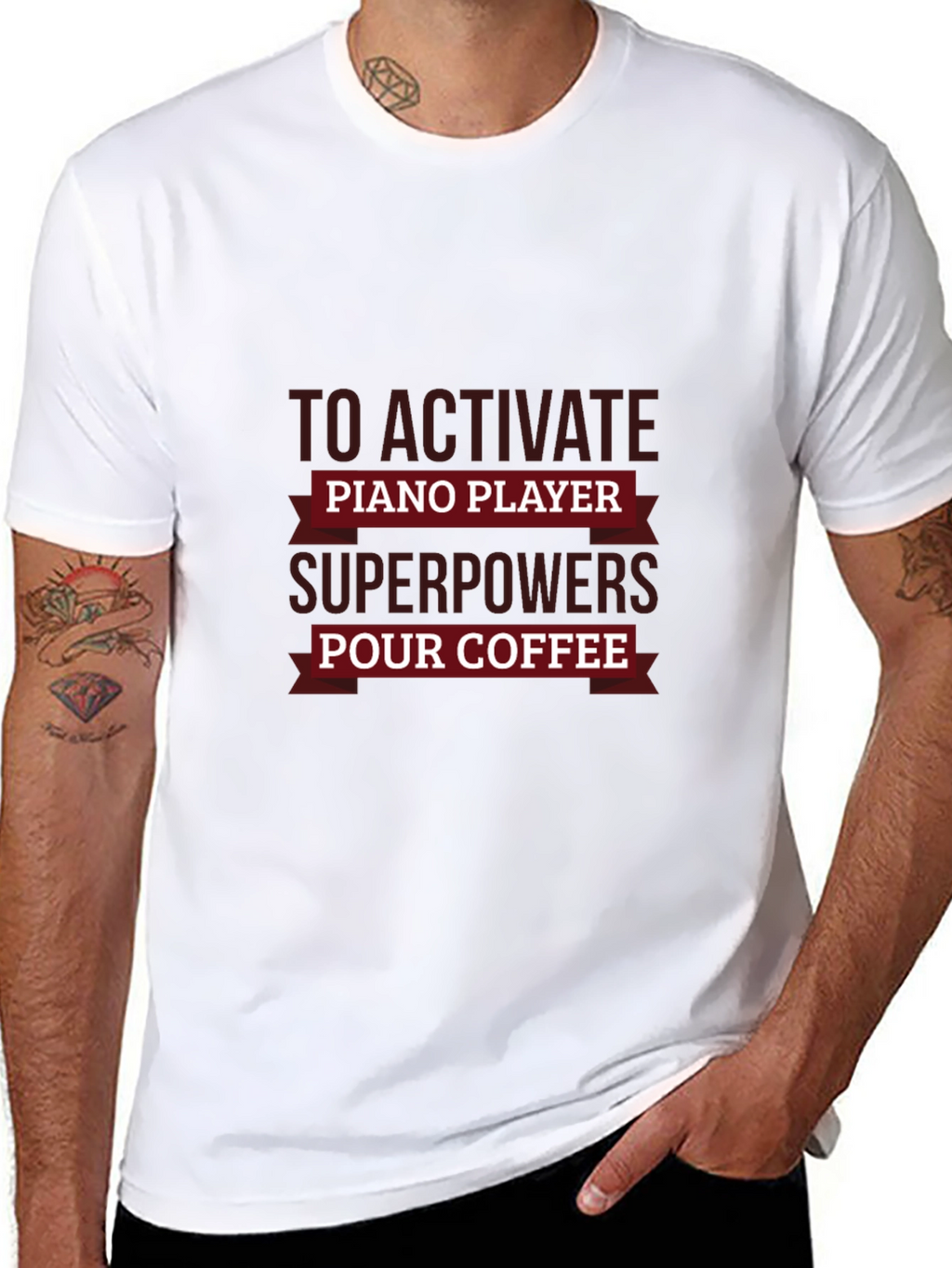 Piano Player Superpowers Coffee Black T-Shirt