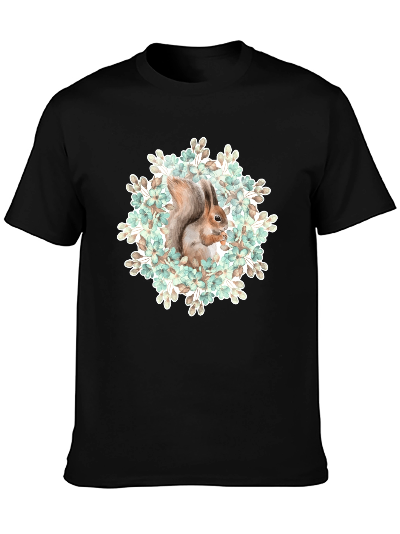 Squirrel Floral T-Shirt - Nature Graphic Tee