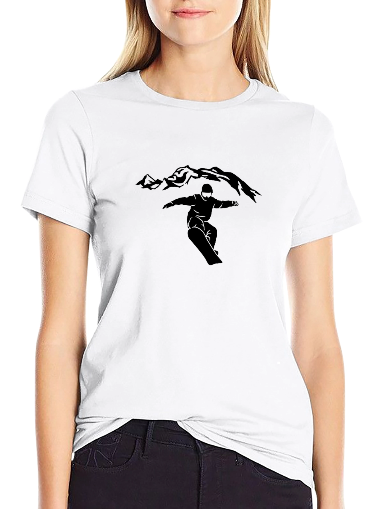 Mens Black Snowboarding Graphic Tee