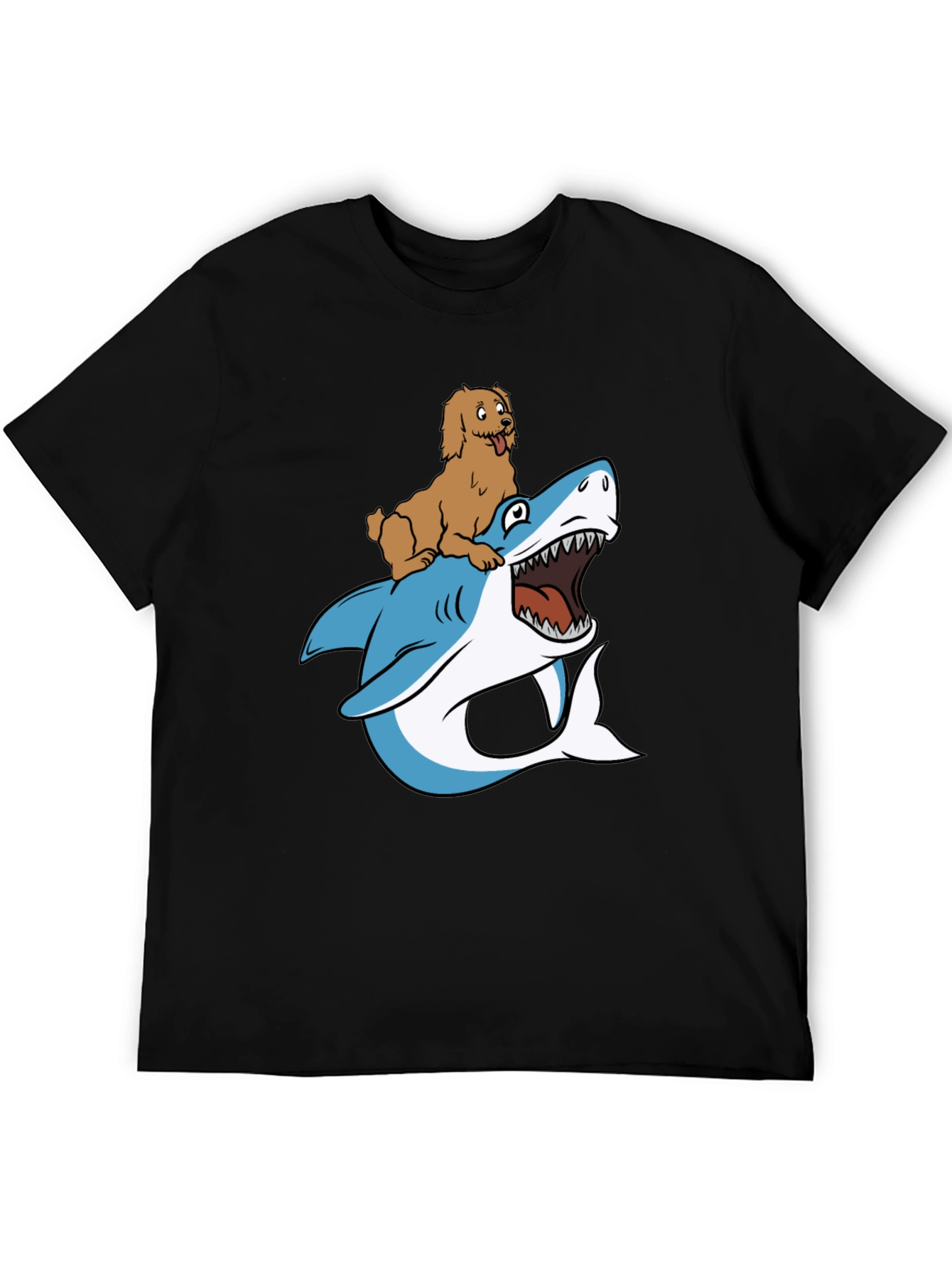 Dog Riding Shark T-Shirt - Funny Graphic Tee