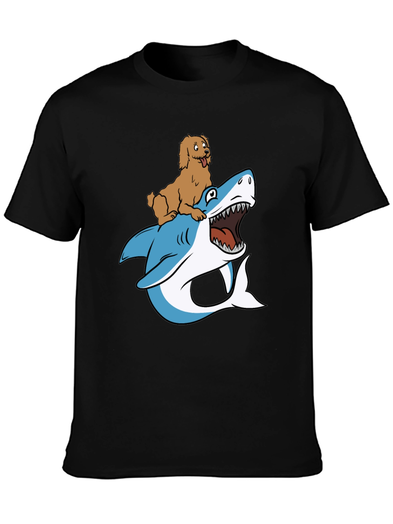Dog Riding Shark T-Shirt - Funny Graphic Tee