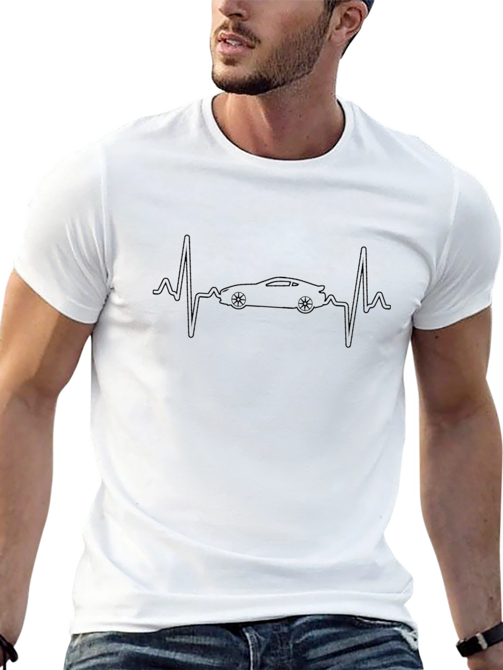 Car Heartbeat Graphic Tee - Black