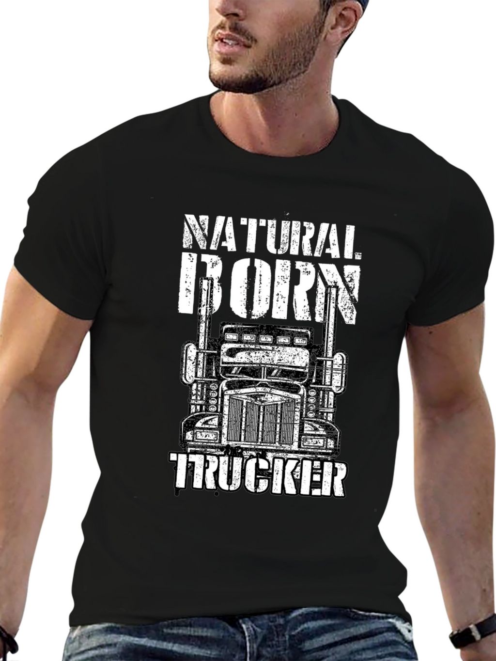Natural Born Trucker Black Graphic Tee