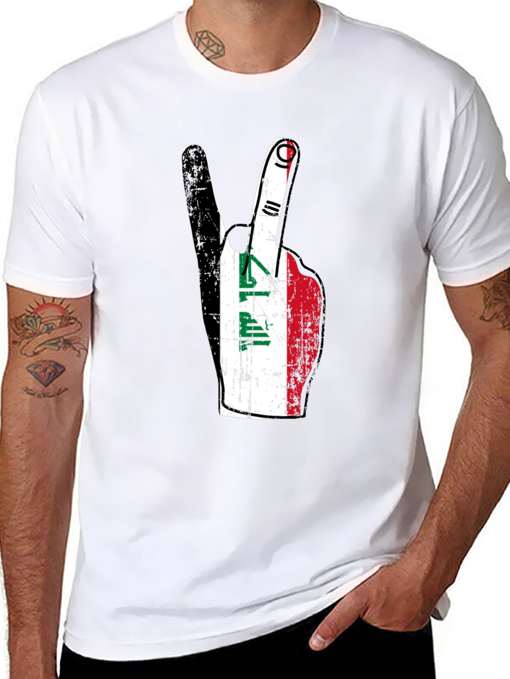 Iraq Peace Sign T-Shirt - Black