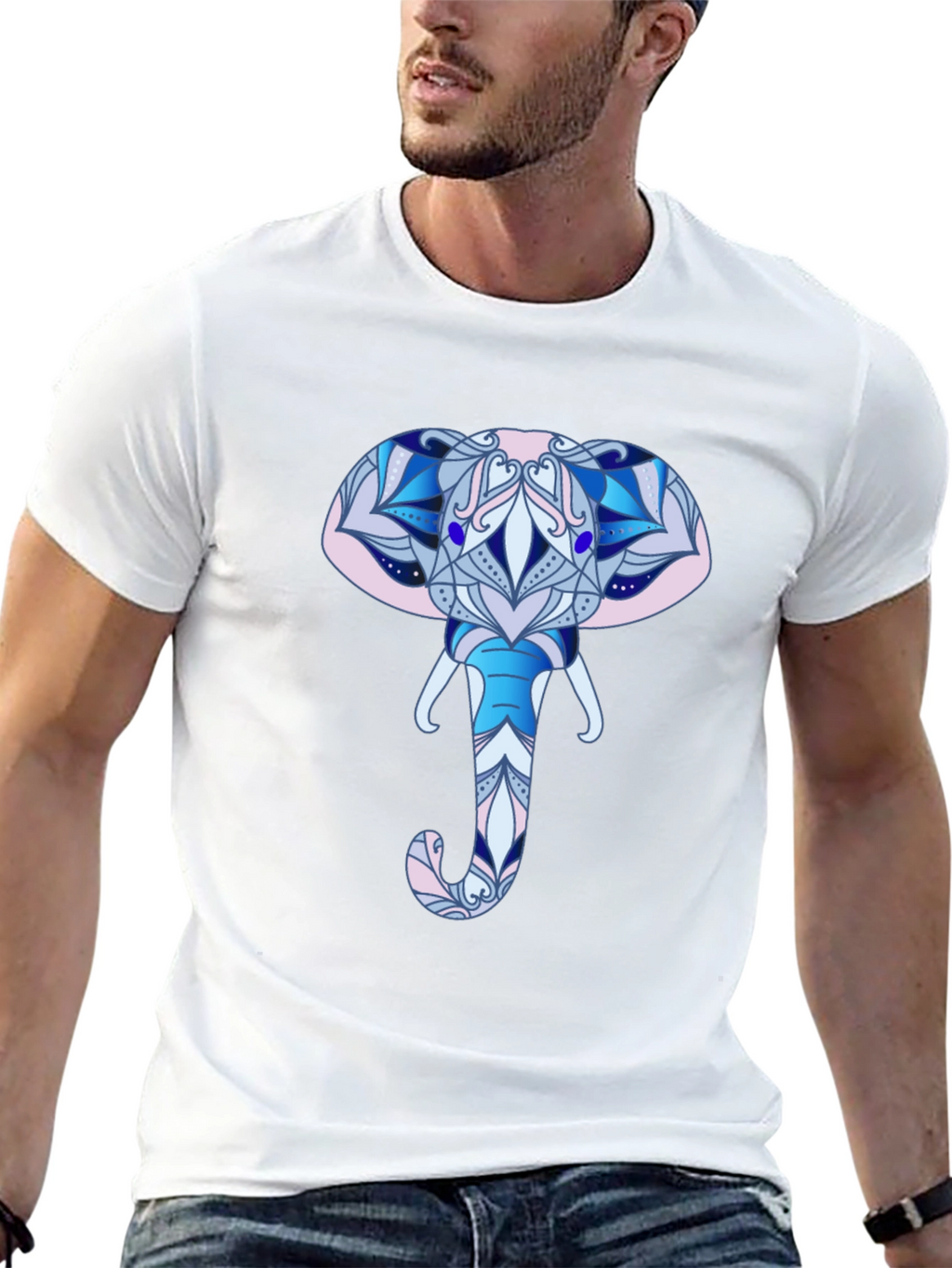 Elephant Mandala Graphic T-Shirt - Black