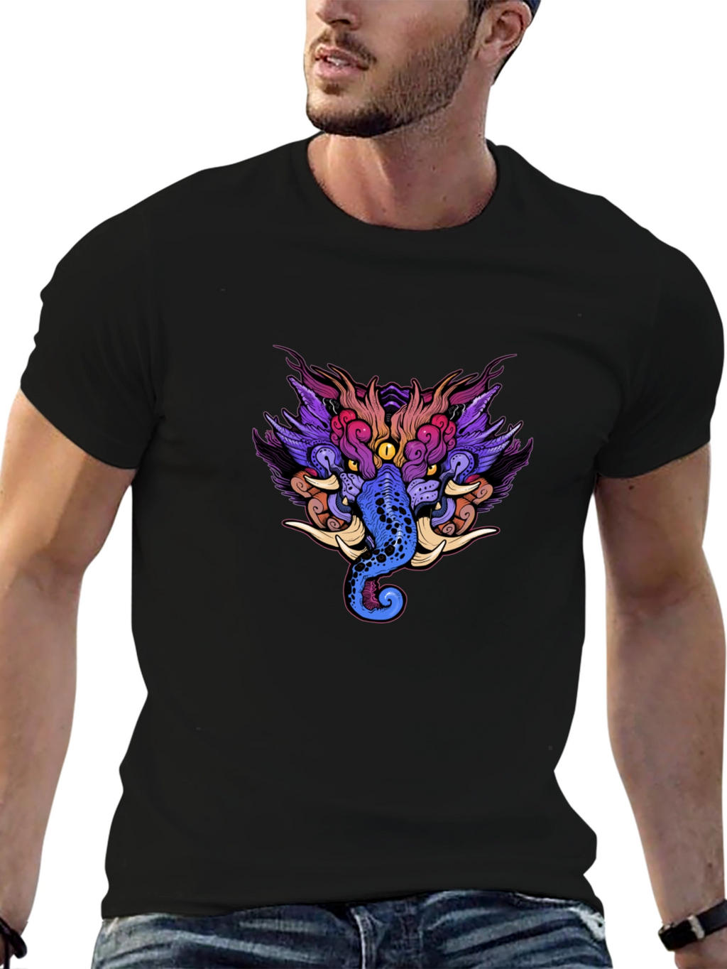 Mystic Creature Graphic Black Tee