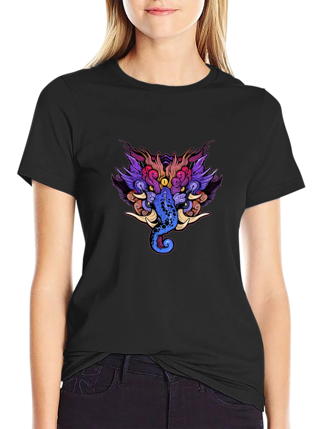 Mystic Creature Graphic Black Tee