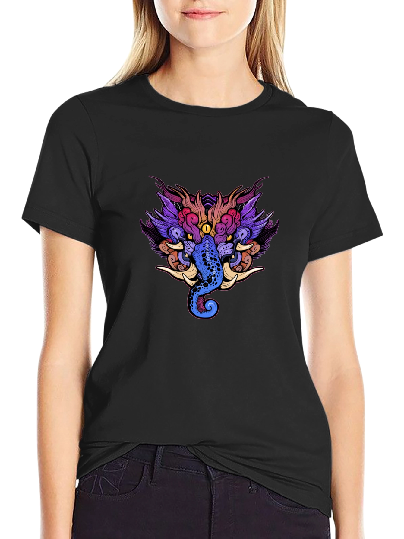 Mystic Creature Graphic Black Tee