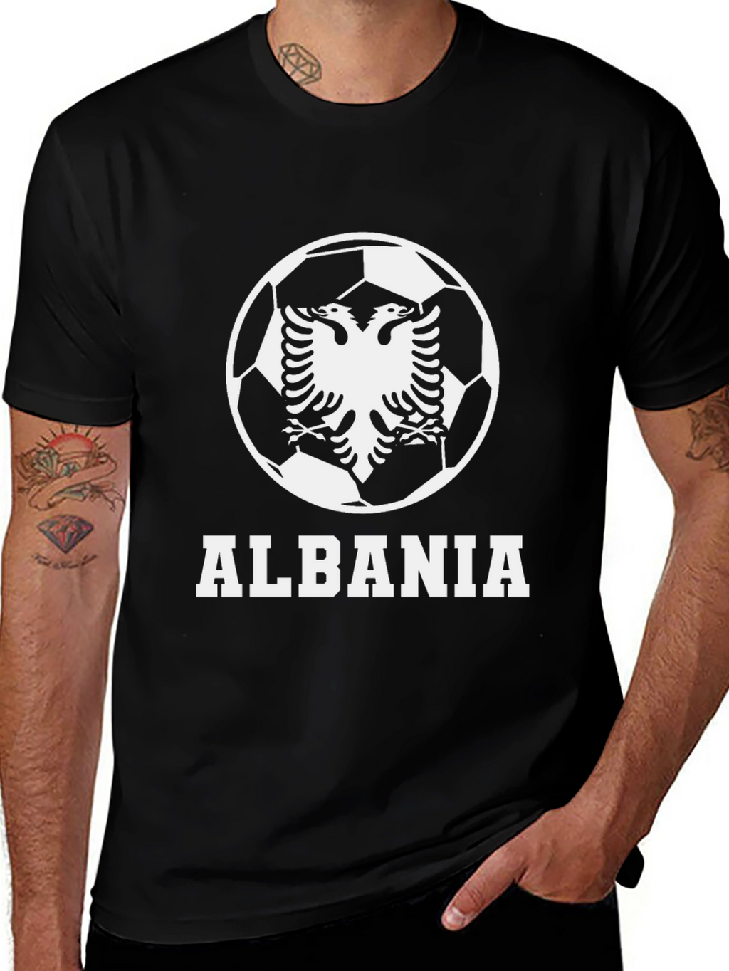 Albania Soccer T-Shirt - Black Graphic Tee