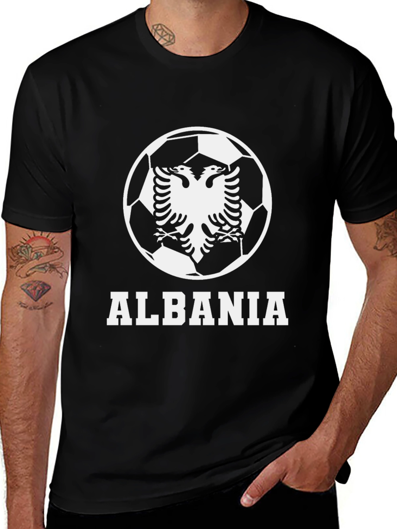 Albania Soccer T-Shirt - Black Graphic Tee