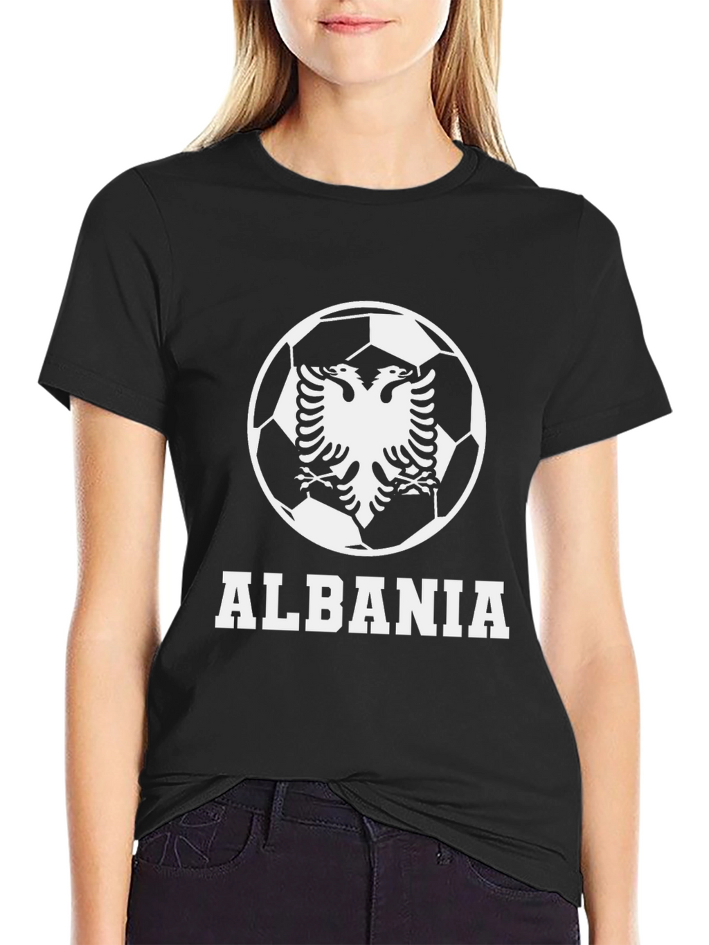 Albania Soccer T-Shirt - Black Graphic Tee