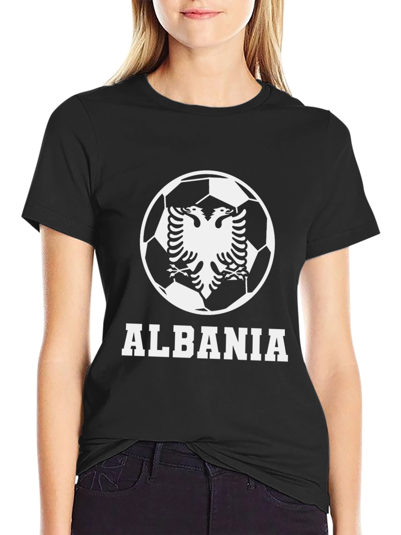 Albania Soccer T-Shirt - Black Graphic Tee